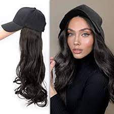 Amazon Com Baseball Hat With Hair Attached For Women Extensions Synthetic Short Bob Hairstyles Hat Easy To Use Hair Waves Wavy Hair Extensions Hair Extensions