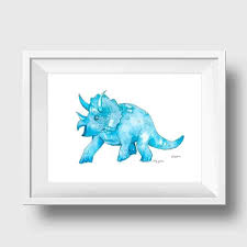 Triceratops Dinosaur Print Art Prints Fine Art Giclee Prints Dinosaur Nursery