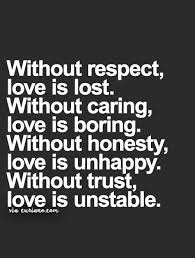 Funny love quotes for her. Without Respect Love Is Lost Without Caring Love Is Boring Without Honesty Love Is Unhappy Without Trust Love Is Unstable