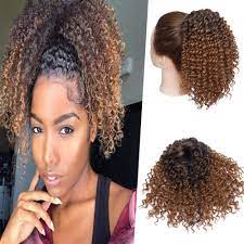 Amazon Com Hairro Afro Kinky Curly Ponytail Extensions Short Synthetic Hair 8 Inch Drawstring Deep Wave Puff Hairpieces For Black Women Ombre 1b 30 Auburn Beauty Personal Care