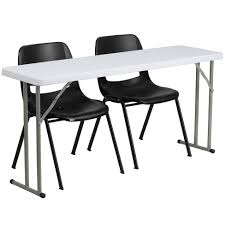 4.3 out of 5 stars 386. Flash Furniture 5 Foot Plastic Folding Training Table Set With 2 Black Plastic Stack Chairs Target