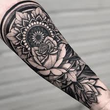 A Gorgeous Geometric Mandala Rose Tattoo By Jaycewallingford On Instagram Tattoos Geometr Floral Tattoo Sleeve Mandala Tattoo Sleeve Realistic Tattoo Sleeve