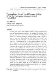 Islam merupakan agama yang penuh rahmat dan barokah. Pdf Pursuing Peace Through Moral Messages Of Jihad A Way Forward Against Misconceptions Of Virtual Jihad