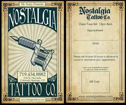 Choose one of our free tattoo artist business cards templates and order it using our business cards printing services. Business Card For Nostalgia Tattoo Company Kartvizitler