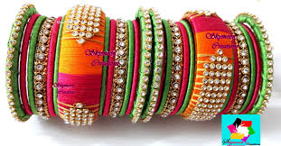 Multicolored Bangles Orange Pink With Green Color