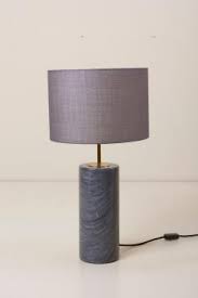 The marble mosaic is fixed on a wooden base. Pair Of Table Lamps In White And Grey Marble Germany