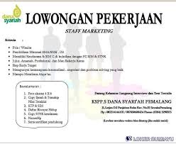 Loker tangeranglowongan kerja tangerang, jatake, jatiuwung, cikupa, bitung, cimone dan sekitar nya. Lowongan Kerja Kspps Dana Syariah Pemalang Problem Solving Kerja Keras Komunikasi