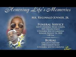 Mr Reginald Joyner Jr August 16 2020 Leevy S Funeral Home Live Stream Youtube