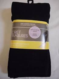 Womens Secret Treasures Fleece Footless Tights Solid Black