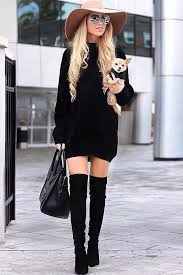 27 Inspiring Ideas How To Rock A Sweater Dress On Daily Basis Winter Outfits Dressy Fall Fashion Outfits Black Boots Outfit