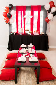 Red White Black Ninja Birthday Party Kara S Party Ideas Cake Table Decorations Birthday Ninja Birthday Parties Ninja Birthday
