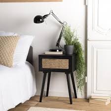 table de chevet noir 1 tiroir cannage miguel table de chevet pas cher table de chevet design chevet noir tables de chevet noires