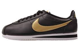 nike womens wmns classic cortez leather hk black metallic gold white