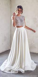 Weddinginspirasi Com Featuring Anna Campbell 2020 Bridal Cap Sleeves Jewel Neck Embellished Bodice Crop Top A Top Wedding Dresses Bridal Outfits Bridal Gowns