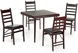 Designed for indoor and outdoor use at commercial or residential properties. Amazon Com Cosco Cosco 5 Piece Bridgeport 32 Inch Wood Folding Card Table Set Mahogany Wood 32l X 32w X 29 5h In Table Chair Sets