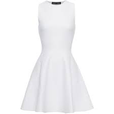Proenza Schouler Structured Flared White Cocktail Dress With 1 920 Liked On Polyvore Featur White Flare Dress Short Flare Dress White Cocktail Dress
