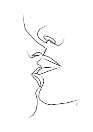 Two People Kissing Woman Man Couple Touching Lips Love Etsy In 2021 People Kissing Sketches Of People Kissing Drawing