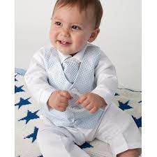 Baby Boys White Blue Check 4 Piece Satin Suit Christening Baptism Wedding Childrensspecialoccasionwear Co Uk