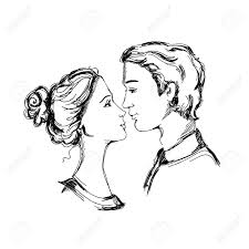 More images for man and woman kissing clipart » Sketch Of Loving Couple Man And Woman Are Looking At Each Other And Going To Kiss Royalty Free Cliparts Vectors And Stock Illustration Image 19601228