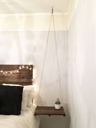 Rustic Headboard With Hanging Bedside Table Diy Furniture Bedroom Bedroom Diy Rustic Headboard