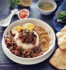 Nasi Bakmoy Dengan Bakwan Udang Ala Jawa Timur Rice With Chicken And Tofu In Sweet Soy Sauce And Prawn Cake Soup Dish Stuffed Peppers Tofu