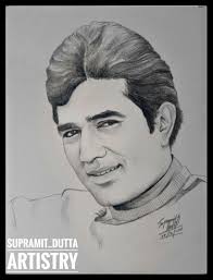 The First Superstar Of Bollywood Rajesh Khanna Pencil Sketch Portrait Disney Drawings Sketches Art Drawings Sketches Pencil