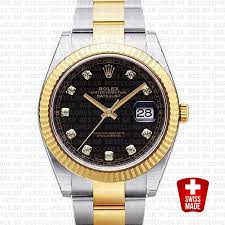 With all its timeless elegance and functionality, it is today offered in a petite 28 mm size. Rolex Datejust 41 Black Diamond 2 Tone Replica Bestclones