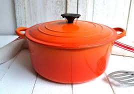 Large Volcanic Orange Le Creuset Cast Iron Cooking Pot Cast Iron Cooking Le Creuset Cast Iron It Cast