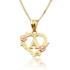 10k yellow gold diamond cut a to z alphabet initial letter charm penda | ralph's jewelers liquid error: 2018 Store Lovebling 10k Yellow Gold Alphabet Initial Charm Necklace Pendant With Beautiful Heart And Rose Border Happy Shopping Sonoritaaparelhosauditivos Com Br