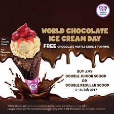 Both had the same food philosophy and were committed to providing a wide range of flavors and top quality products. Baskin Robbins World Chocolate Ice Cream Day Loopme Malaysia