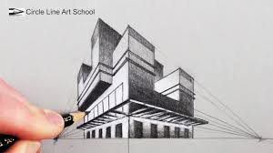 How To Draw In Two Point Perspective 3d Cinema Building Youtube Building Drawing Perspective Drawing Perspective Drawing Architecture