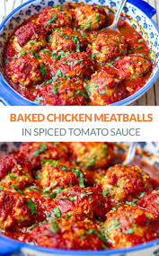 Spaghetti and meatballs was never so tasty! Baked Chicken Meatballs In Spiced Tomato Sauce Whole30 Paleo Keto