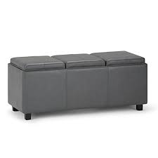 Shop faux leather coffee tables at luxedecor.com. Customer Favorite Simplihome Avalon 42 Inch Wide Rectangle Storage Ottoman In Upholstered Stone Grey Faux Leather Coffee Table For The Living Room Bedroom Contemporary Accuweather Shop