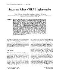 Mrp ii means manufacturing resource planning this is a extension to material requirements planning (mrp). Pdf Success And Failure Of Mrp Ii Implementation Fiona Wilson Academia Edu