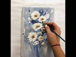 How To Draw Easy Flowers Painting Demonstration Acrylic Technique On Canvas By Julia Kotenko Youtube Easy Flower Painting Flower Painting Easy Drawings