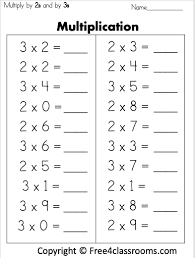 free 1 digit multiplication worksheet multiply by 2s and 3s free4classrooms