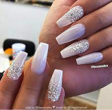 Looking for nail inspirations for your next manicure? 30 Fabulous Winter Coffin Nail Designs For 2020 The Glossychic White Glitter Nails White Nail Designs Ballerina Nails