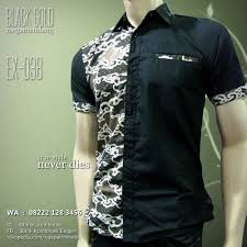 Seragam Batik Kombinasi Ex 038 Black Gold Megamendung Model Baju Pria Pakaian Pria Kemeja Pria