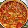 When making this soup, first start by browning your hamburger. 1