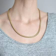 This classic gold chain is made with 22 kt yellow gold to give you an elegant feel. Retro 14kt Gold Snake Chain Necklace 21 A Brandt Son