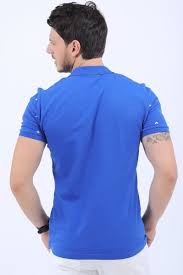 Erkek Tisort Beyaz Desen Polo Yaka Mavi T Shirt Rahat Fashion Salas Spor Kapali Marjinal Sik Elbise Genc Otantik Kombin Polo Erkek Tisort Tisort