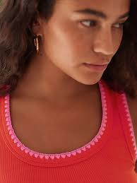 Buy Red/Pink Contrast Knit Trim Scoop Neck Sleeveless Tank Vest Top from  the Next UK online shop