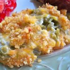Green Bean Casserole With Ritz Cracker Topping Recipe Recipe Greenbean Casserole Recipe Cracker Toppings Green Bean Casserole