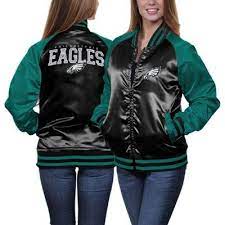 Philadelphia Eagles Ladies Team Spirit Satin Jacket Black Midnight Green 49ers Outfit 49ers Jacket 49ers Ladies