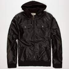 Chor Creep Mens Hooded Faux Leather Jacket 246566100 Jackets Jacket Tops Faux Leather Jackets Black Faux Leather Jacket