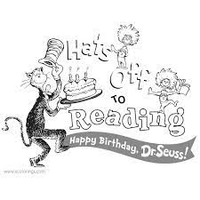 This birthday coloring pages are fun way to teach your kids about birthday. Happy Birthday Dr Seuss Coloring Pages Cat In The Hat And Thing One Ting Two Xcolorings Com