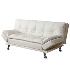 White fabric chesterfield sofas, armchairs, sectionals eliot leather corner sectional sleeper by joybird. Coaster Dilleston Faux Leather Sleeper Sofa In White And Chrome 300291ii