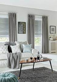 Sherwood Silver Curtain And Oasis Silver Roman Blinds By Style Studio Bedroomcurtainslayered Living Room Blinds Curtains With Blinds Living Room Windows