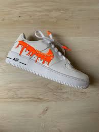 Nike Air Force 1 Rare Custom Orange Drip In 2020 Custom Sneakers Diy Air Force One Shoes Nike Air Shoes