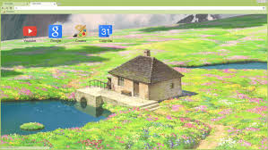 While howl does live in a moving castle, the castle tends to remain in the rolling hills of nature. Howl S Moving Castle Meadow House Chrome Theme Themebeta